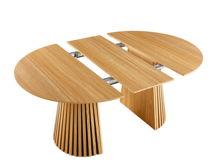Extendable Pedestal Multifunctional Dining Table - Oak