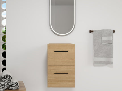 Floating Bathroom Vanity Drawer Base, Wall Mounted Storage With 2 Drawers - Light Oak