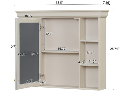 Bathroom Vanity With Medicine Cabinet, Storage Cabinet With 4 Drawers, Adjustable Shelf Mirror