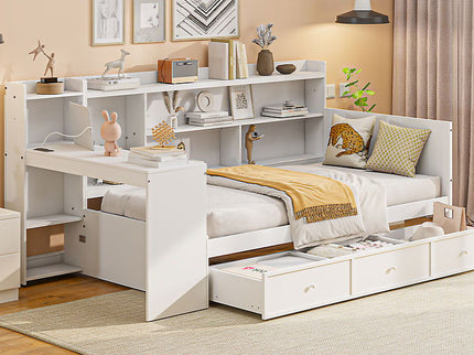 Daybed With 3 Drawers USB Ports And Desk
