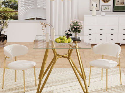 Modern Glass Dining Table With Metal Legs