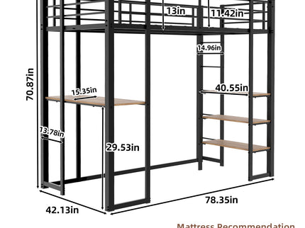 Bunk Bed With L-Shaped Desk And Dual Side Stairs
