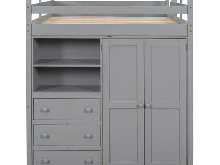 Loft Bed With Built In Wardrobe, Shelves And Drawers