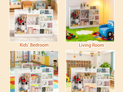 Bookshelf And Toy Storage, 3 Tier Montessori Bookcase With Stuffed Animal Organizer - White