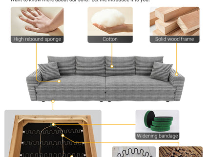 Deep Seat Convertible Sofa With Soft Pillows And Ottomans