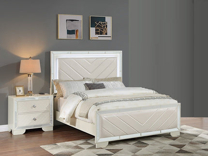 1 Piece Eastern King Size Upholstered Headboard And Footboard With Built In LED Lights