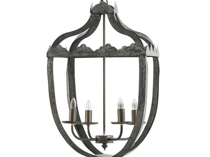4 Light Metal Chandelier, Hanging Light Fixture With Adjustable Chain For Kitchen, Bulb Not Included - Gray