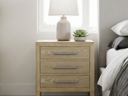 Adeline - 3 Drawers Nightstand With USB & LED Light - Natural Wood Wash