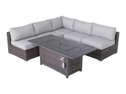 6 Piece Sectional Sofa Set With Cushions - Brown