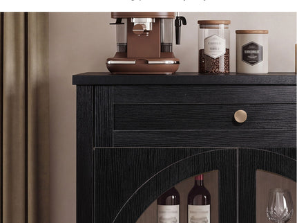 Sideboard Cabinet With 1 Drawer And 2 Arched Doors With Adjustable Shelves For Entryway - Black