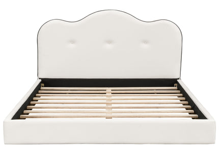 Upholstered Platform Bed With Sturdy Frame And Headboard