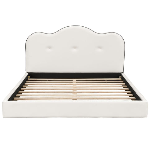 Upholstered Platform Bed With Sturdy Frame And Headboard