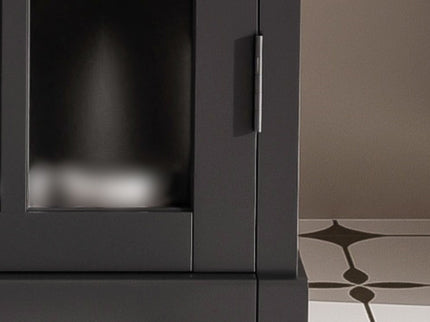 Modern Bathroom Vanity With Ceramic Sink, Tempered Blurred Glass Doors