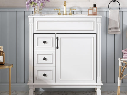 Bathroom Vanity With Sink, Cabinet With 2 Drawers And Adjustable Shelf