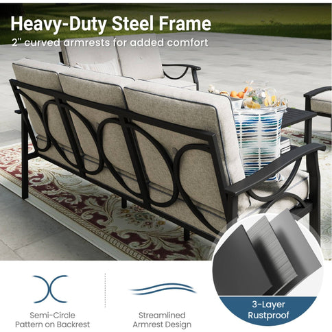 Patio Furniture Set, Coffee Table And Cushions For Backyard