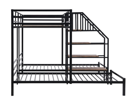 Metal Bunk Bed With Storage Shelves Staircase