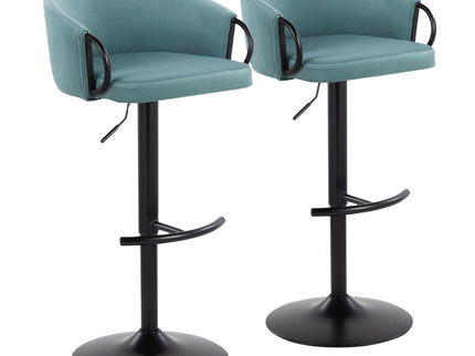 Claire - Contemporary Adjustable Barstool With Swivel With Rounded T Footrest (Set of 2)