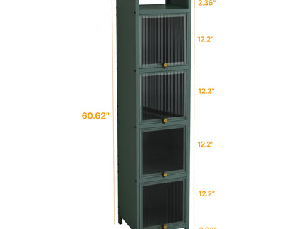 Glass Door Cabinet With Tier Storage