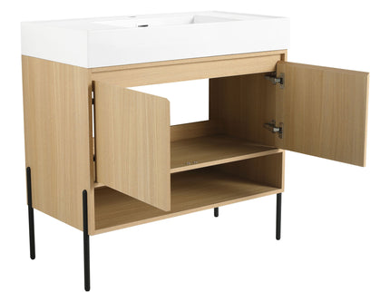 Modern Bathroom Vanity Combo With Single Resin Sink And Storage Cabinet