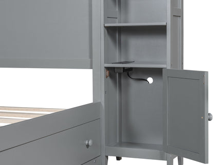 Bed With All In One Cabinet, Shelf And Sockets