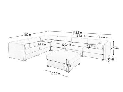 Contemporary Elegant Sofa With Storage And Ottoman
