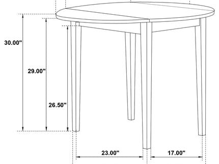 Cliff - 3 Piece Round Drop Leaf Dining Table Set With Ladderback Chairs - White