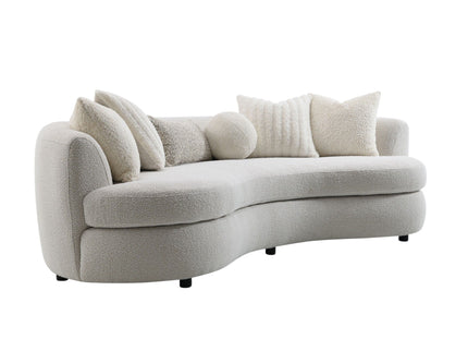 Iniko - Boucle Sofa With Toss Pillows - Beige