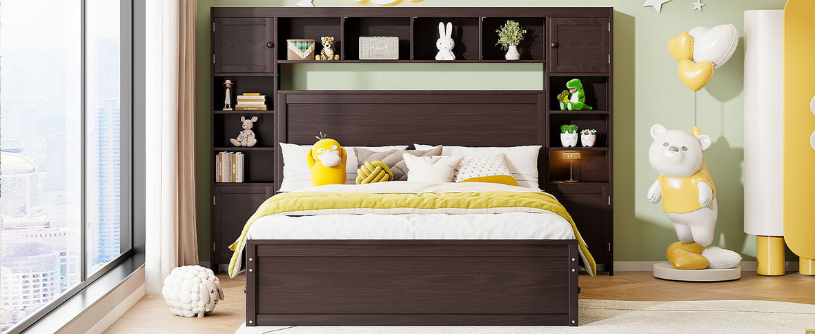 Bed With All In One Cabinet, Shelf And Sockets
