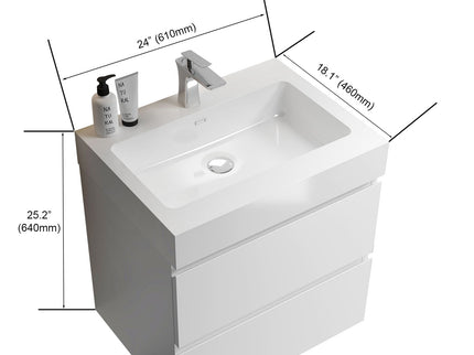Alice - Bathroom Vanity With Large Storage, Sink Wall Mounted Floating Bathroom Vanity For Modern Bathroom, One-Piece Sink Basin Without Drain And Faucet