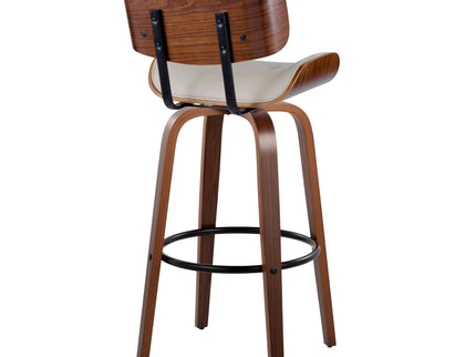 Lombardi - Mid-Century Modern Fixed Height Barstool With Swivel With Round Footrest (Set of 2)
