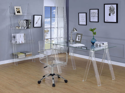 Cimarron - Ladder Bookcase With 4 Shelves - Clear