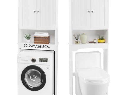 Over The Toilet Storage Cabinet, Bathroom Space Saver With Adjustable Shelf - White