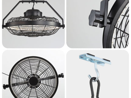 21" Outdoor Ceiling Fan With Dimmable LED Light, 7 Blades, Reversible DC Motor For Gazebos - Matte Black