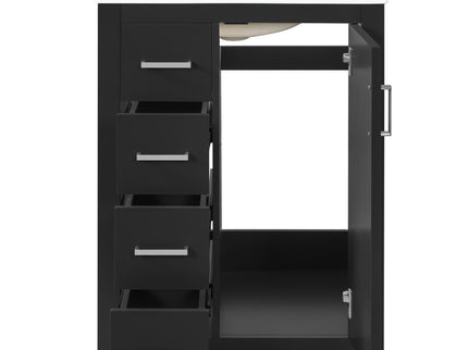 Bathroom Vanity With Integrated Sink, Rectangular Cabinet With 1 Door And 3 Drawers