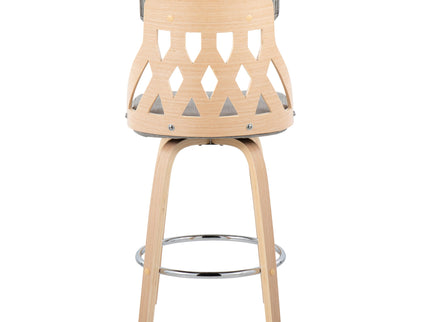 York - Mid-Century Modern Counter Stool - Natural / Light Gray