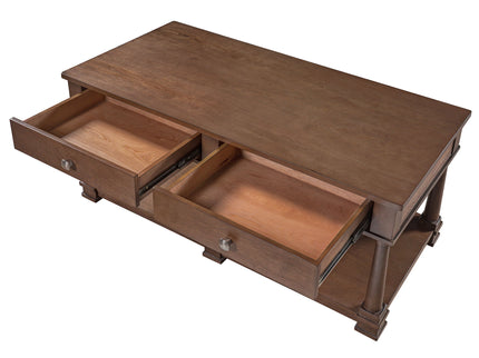 Coffee Table With 2 Storage Drawers & Lower Open Shelf