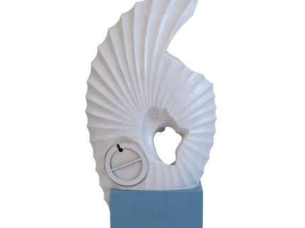 Abstract Water Fountain With Base With Light, For Indoor And Outdoor - White / Blue