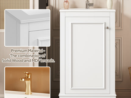 Bathroom Vanity With Sink, Freestanding Single Cabinet Set, Soft Close Door, Adjustable Shelf