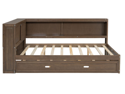 Daybed With Storage Shelves, LED, USB, And Trundle