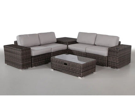 Modern Patio Rattan Sectional Set With Cushions