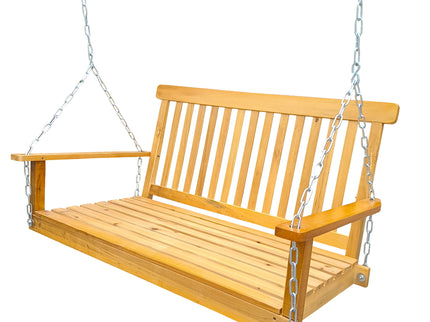 Front Porch Swing With Armrests For Outdoor Patio, Garden Yard, Backyard Or Sunroom