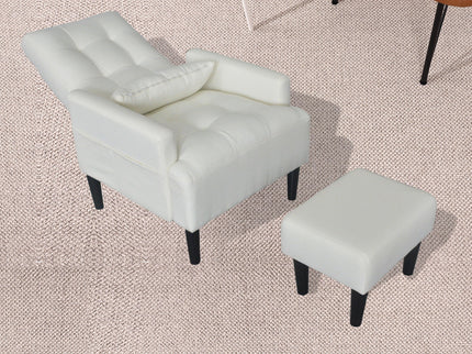 Living Room Sofa Single Chair And Ottoman, Modern Multi-Function Fabric Living Room Sofa Lounge Chair Bed And Stool. Soft Leisure Single Chair Adjustable Into 5 Angles With Sofa Bed