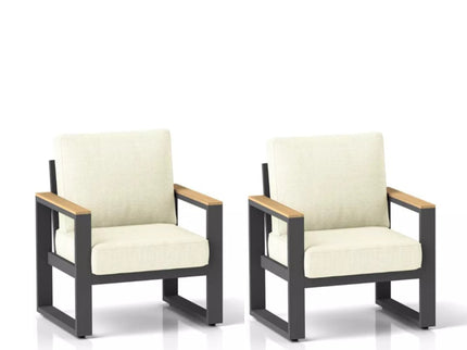 All-Weather Patio Armchairs With Thick Cushions (Set of 2)