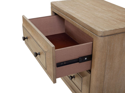Queen Canopy Bedroom Set With A 2 Drawer Nightstand A Dresser With Poster Mirror And A Door Chest - Sand