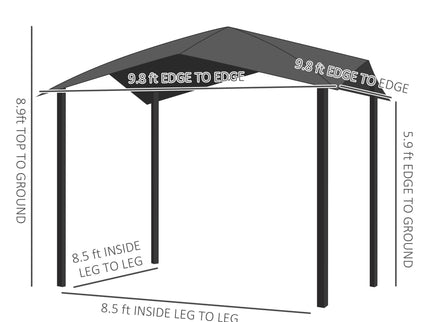 Outsunny - 10' x 10' Soft Top Patio Gazebo Outdoor Canopy With Unique Geometric Design Roof, All-Weather Steel Frame - Gray