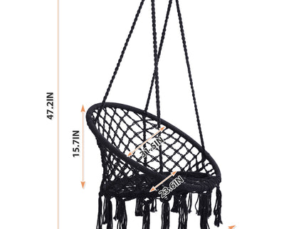 Macrame Hanging Hammock Chair, Rope Swing For Indoor And Outdoor Use