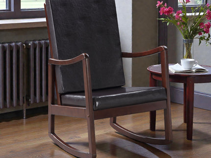 Raina - Synthenic Leather Rocking Chair - Espresso