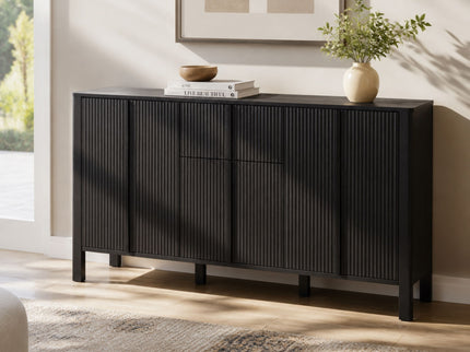 Colored Fluted Sideboard With 3 Doors And 1 Drawer