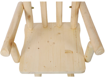 Rustic Bar Stool, Fir Wood Construction, Wide Armrest