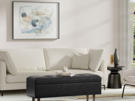 Shay - Large Square Coffee Table Storage Ottoman Mid-Century Style